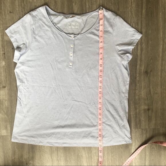 F&F Light Blue Quarter Button-Up Pajama Top L - Picture 7 of 8